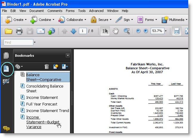 How to Create an Adobe PDF Binder from FRx Reports
