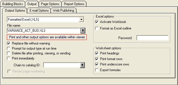 Export the FRx report straight to Excel