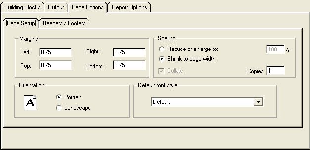 Changing settings in the FRx report catalog
