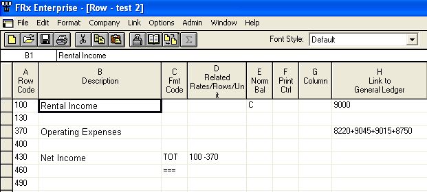 This row will allow FRx drilldown capability